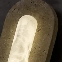 Applique murale LED de luxe en albâtre naturel, cadre ovale long en laiton, lumière à intensité variable pour chambre, couloir, villa, décoration intérieure