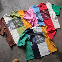 Fabricants de vêtements, impression graphique personnalisée, patchwork bicolore, 100% coton, t-shirts pour hommes surdimensionnés, courts et carrés