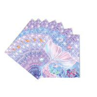 Nouvelles Assiettes en Carton et Gobelets en Papier Thème Sirène Écailles de Poisson Jetables pour Fête d'Anniversaire et Jour de l'Indépendance, Style Classique, Modèle 0620