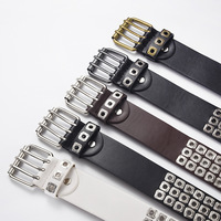 Ceinture en PU style punk à œillets et découpes, style européen et américain, ceinture de taille tendance et originale