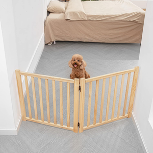 Wooden Freestanding <b>Dog</b> Gates <b>for</b> The House,Doorways, <b>Stairs</b>,Wood <b>Dog</b> Fences Indoor Pet Gate,Step Over Fence-2 Panel H:23" - Product Image 5