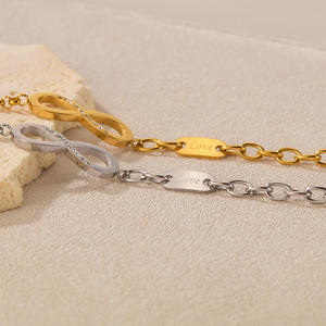 สร้อยข้อมือแฟชั่นแบบใหม่ล่าสุด สแตนเลส สไตล์โซ่และห่วง ดีไซน์รัก ความไม่มีที่สิ้นสุด สำหรับ<span class=keywords><strong>คู่</strong></span>รัก พร้อมจี้<span class=keywords><strong>เลข</strong></span> 8 สไตล์ INS - Product Image 5