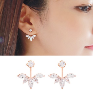 Korean Style Back-<b>Hook</b> Zircon <b>Earrings</b> CZ Copper Jewelry Shiny Cubic Zirconia Stud <b>Earrings</b> for Women Wholesale Factory Jewelry - Product Image 4