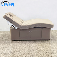 KISEN Lit de beauté de luxe pour salon de beauté et spa, fauteuil-lit facial, 2 moteurs, réglable, incurvé, électrique, inclinable, table de massage, lit de beauté