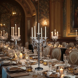 Elegante candelabri di cristallo decorazione di cerimonia nuziale 5 bracci di cristallo di vetro supporto di candela <span class=keywords><strong>candeliere</strong></span> candelabro - Product Image 4