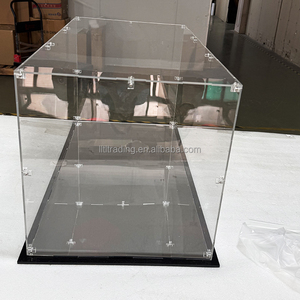 Grande boîte de présentation rectangulaire transparente en PMMA avec couvercle anti-poussière pour véhicules miniatures, figurines Gundam et base miroir noire - Product Image 3