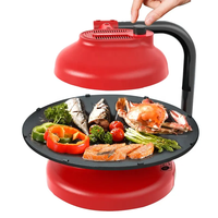 Plateau de table sain portable à double ventilateur Plaque de cuisson rotative infrarouge Barbecue électrique Grills Four Barbecue antiadhésif Poêle à griller