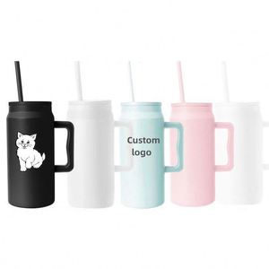 Mug de voyage isotherme en acier inoxydable haute capacité 50 oz, couleurs assorties, style dessin animé, avec poignée et paille, pour le camping, logo personnalisé - Product Image 1