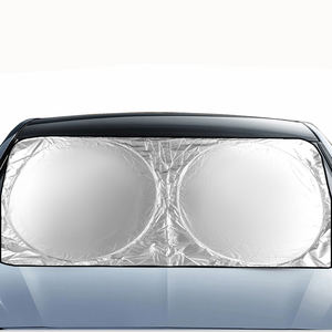 핫 세일 튼튼한 실버 폴리에스터 두 라운드 UV 광선 태양 열 보호 접이식 디자인 자동차 전면 창 차양 - Product Image 4