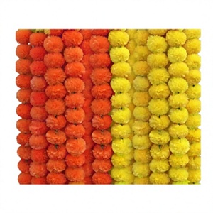 Guirnalda de Flores de Caléndula Artificiales Naranja y Amarillas, Hechas a Mano con Seda, para Decoración de Bodas y Fiestas - Product Image 3
