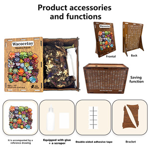 Petites surprises cachées, puzzle succulent en bois de 3 mm, puzzle plat pour adultes, jouet de décompression - Product Image 4
