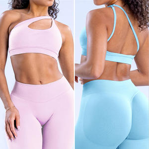 Top Deportivo de Alta Calidad para Mujer, Sin Costuras, de un Solo Hombro, <span class=keywords><strong>con</strong></span> <span class=keywords><strong>Tirantes</strong></span> Ajustables, Asimétrico, Acolchado, para Yoga y Entrenamiento - Product Image 5