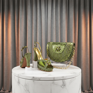<span class=keywords><strong>Scarpe</strong></span> da Sposa Nigeriane con Strass e Borsa Abbinata, Set di <span class=keywords><strong>Scarpe</strong></span> con <span class=keywords><strong>Tacco</strong></span> a Zeppa e Borsa per Donna, Novità 2026 - Product Image 1