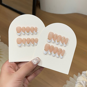 <span class=keywords><strong>Faux</strong></span> <span class=keywords><strong>ongles</strong></span> de luxe à presser, faits main, réutilisables, en acrylique, forme amande, avec French manucure rose nude et blanc, pour marque privée et logo personnalisé, vente en gros - Product Image 6