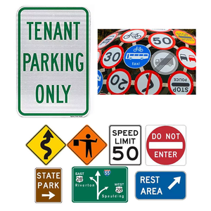Ensemble de panneaux de signalisation routière réfléchissants en aluminium, panneaux triangulaires pour voies publiques, avertissements d'intersection, panneaux de limitation de vitesse 20 km/h, panneaux Stop, panneaux de stationnement réservé aux propriétaires - Product Image 2