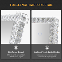 Wholesale Rectangle Shape Led Full Length Bathroom Mirror Crystal Framed Standing Floor Stainless Material Bathroom Mirror