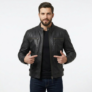 Chaqueta de Cuero Genuino Premium para Hombre, Estilo Clásico Vintage, Ropa de Abrigo de Moda para Otoño e Invierno, Chaquetas de Cuero Genuino de Alta Calidad - Product Image 3