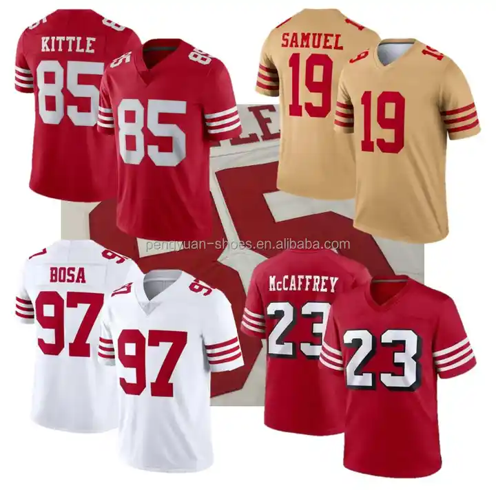 Wholesale Best Quality #13 Brock Purdy #19 Samuel #85 George Kittle #97  Nick Bosa #23 Christian McCaffrey Stitch American Football Jersey From  m.