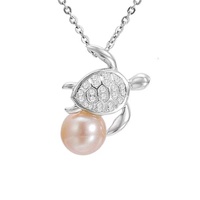 Collier pendentif en argent sterling 925 pour femme, perle d'eau douce, cœur, fleur, vie marine tropicale, bijoux