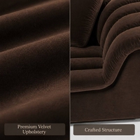 Dunkelbraunes Samt-L-förmiges Modulsofa 3-teiliges Set, Modernes Ecksofa für Wohnzimmer, Zeitgenössisches Samtsofa für Zuhause und Hotel