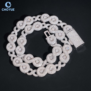 Fashion GRA Certified Moissanite Cuban Link Chain Necklace Rhodium Plated Solid 925 Silver <b>Infinity</b> Hiphop Iced Out Jewelry - Product Image 5