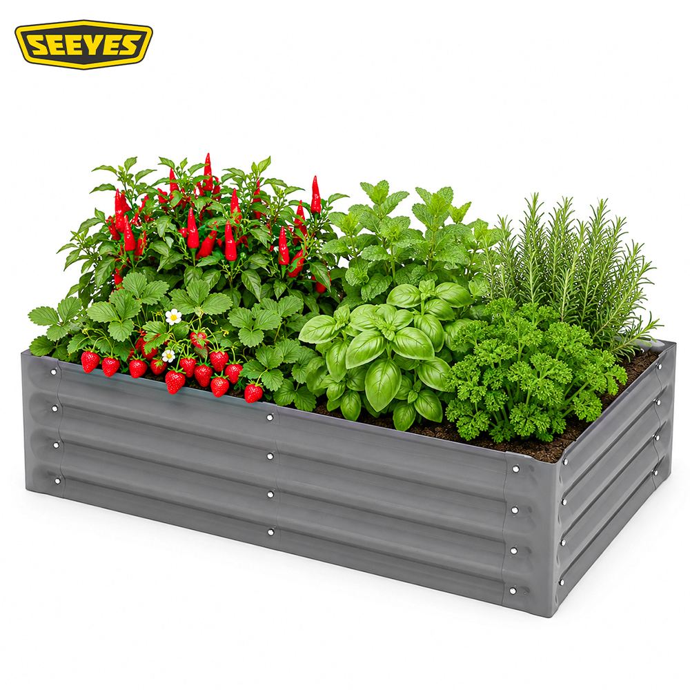 Gris profond + lit de jardin surélevé