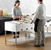 Bain-marie personnalisable Table chauffante vapeur électrique avec présentoir sous étagère en acier inoxydable pour buffet