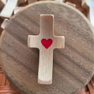 Manufacturer's Walnut Wood Cross Keychain Heart Pendant Gift <strong>Easter</strong> Solid Wood Key Chain <strong>Ornament</strong> - Product Image 3