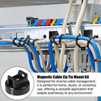 Kit de montage de câble magnétique avec fermeture éclair Organisateur de cordon de charge Support de câble multifonctionnel avec attaches pour l'organisation du travail mural