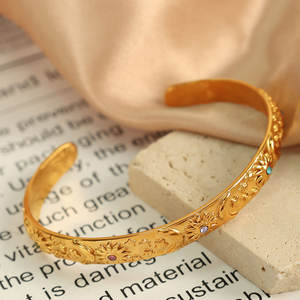 Custom Luxury 316L Stainless Steel 14k 18k Pvd Gold Plated Fashion <b>Bracelet</b> & <b>Bangles</b> Celestial Open <b>Bangle</b> <b>Bracelet</b> for Women - Product Image 1