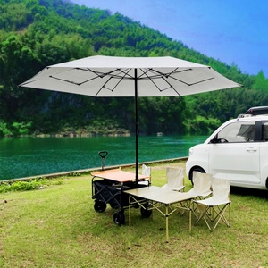 Carrito de Camping Plegable para Exteriores, Jardín, Parque, Carrito Utilitario Portátil para Playa con Soporte para Sombrilla y Bandeja para Comida - Product Image 2