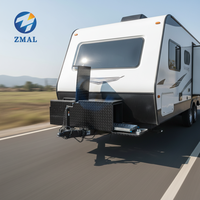 Boîtes à outils en alliage d'aluminium noir enduit, personnalisées en usine, OEM, étanches, avec couvercle à ouverture latérale, entièrement soudées, pour boîtes à outils de camping-car