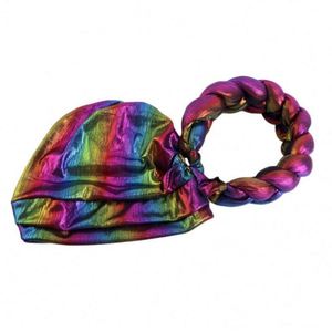 Beauty DesignHair African Metallique Turban Braid Beanie <b>Cap</b> Headwear Pre-Tied Stretchy Twisted Outdoor Fashion for Women - Product Image 6