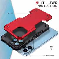 Étui de protection robuste Armor Defender pour iPhone 13 14 15 16 Pro Max, coque de téléphone antichoc en TPU+PC, protection de l'appareil photo incluse, sac OPP
