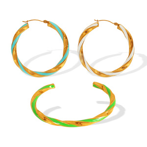<b>Hoop</b> Earrings Zinc Alloy Gold Plated Multi Color <b>Large</b> Exaggerated Women's Fashion Jewelry Set - Product Image 4