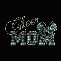 Transferts de strass thermocollants personnalisés pour T-shirts et vêtements, motif « Cheer Mom », vente en gros