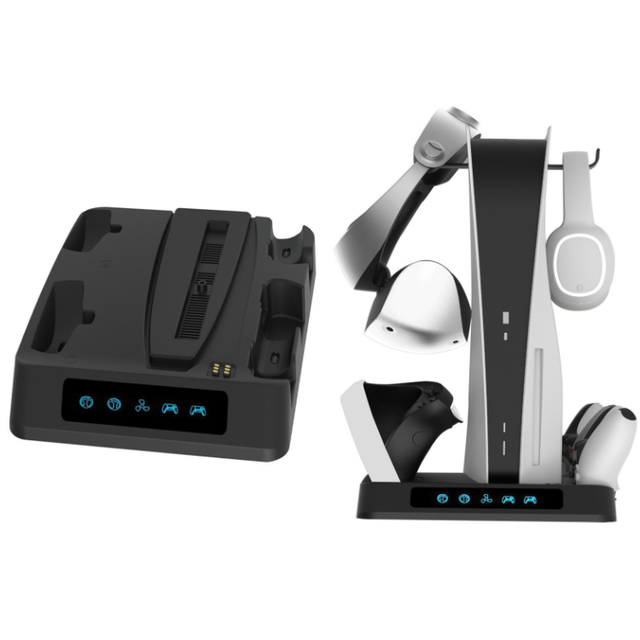Storage Headset Charger Multifunctional Cooling Charging Dock for PSVR2/PS5 Console Cooling Controller Charging Station