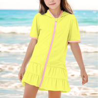 Robe de plage à capuche pour filles, vente chaude 2026, robe de plage à fermeture éclair pour filles, respirante, séchage rapide, protection