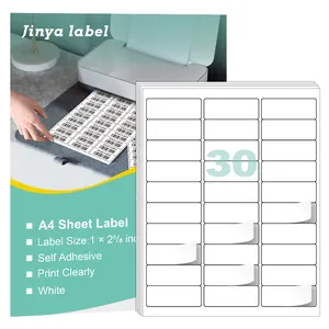 30 pièces étiquettes A4 feuille imprimable découpée adresse étiquettes auto-adhésives papier autocollant pour imprimante à jet d'encre
