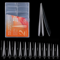 Puntas de Uñas Extra Largas Tipo Ataúd, 120 Piezas/Caja, 5XL, Transparentes, Cuadradas, Tipo Bailarina, de Gel Suave