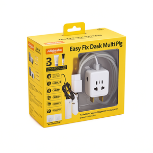 Organizador de Cables con Enchufe Múltiple de 3 Tomas, Fácil de Instalar, Color Amarillo, para Uso en Oficina - Product Image 2