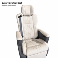 Siège de luxe pour avion, fauteuil de capitaine en cuir beige, inclinable électriquement avec ventilation, chauffage, repose-jambes et base rotative pour MPV et bus