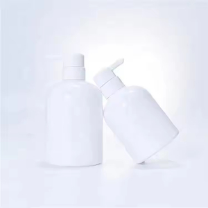 Bouteille de lavage corporel <span class=keywords><strong>rechargeable</strong></span> PET de 300ml 500ml Lotion vide en plastique ronde Shampooing et revitalisant Bouteille vide avec pompe - Product Image 1