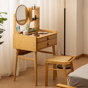 Bamboo <b>Dressing</b> <b>Table</b> With Mirror Storage Shelf Bedroom Makeup Vanity Set Adult Elderly Use - Product Image 2