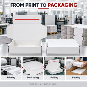 Caja de Cartón Corrugado Blanca Impresa Personalizada con Tira de Apertura para Envíos Postales, Embalaje para Pedidos de Comercio Electrónico, Venta al por Mayor - Product Image 5