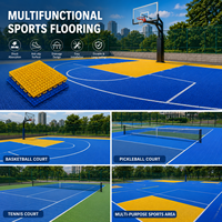 Dalles de sol sportives modulaires à emboîtement, revêtement de sol suspendu en PP multi-usages pour l'extérieur, pour le basketball, le tennis, le pickleball