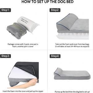 חדש עיצוב סיני מפעל אולטרה רך נשלף ורחיץ אורטופדי זיכרון קצף כלב מיטות עם כרית סט - Product Image 5