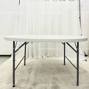 <strong>White</strong> Round Plastic Foldable Wedding Banquet <strong>Table</strong> Dining Hotel Park <strong>Hall</strong> Farmhouse Mall Events Folding <strong>Tables</strong> and Chairs - Product Image 4