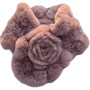 Écharpe en fourrure de lapin Rex à fleurs de rose tendance pour femmes, écharpes infinies multicolores, collier d'hiver, écharpe en fourrure tricotée à la main pour femmes - Product Image 1