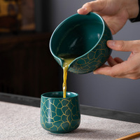 Ensemble de bols à matcha en céramique dorée de luxe léger Qihuang Middle East, résistant à la chaleur, design japonais, pour le thé de l'après-midi